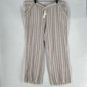 Rewind Striped Linen Blend Drawcord Elastic Waist‎ Straight Leg Pants NWT 3X